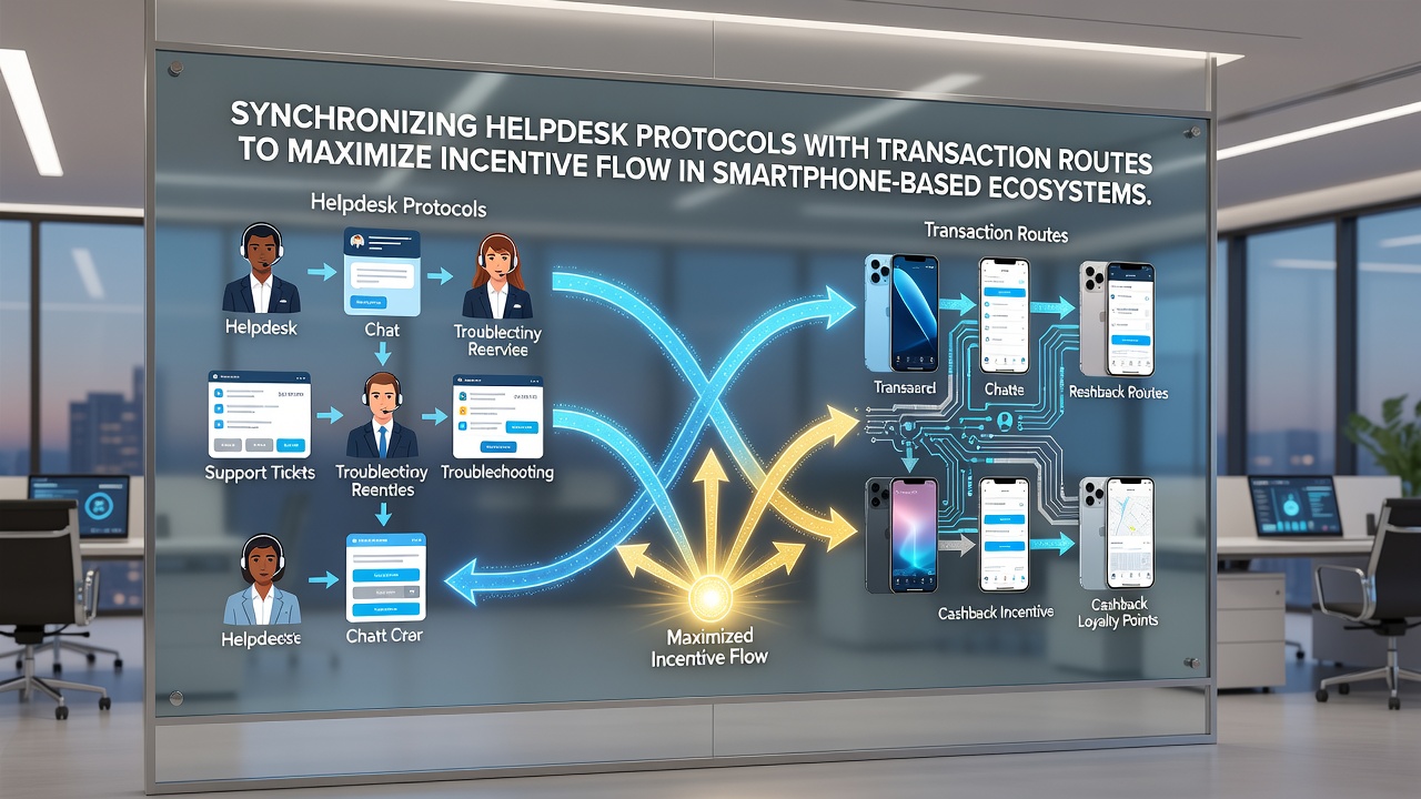 Diagram van gesynchroniseerde helpdesk- en transactiesystemen in mobiele gaming